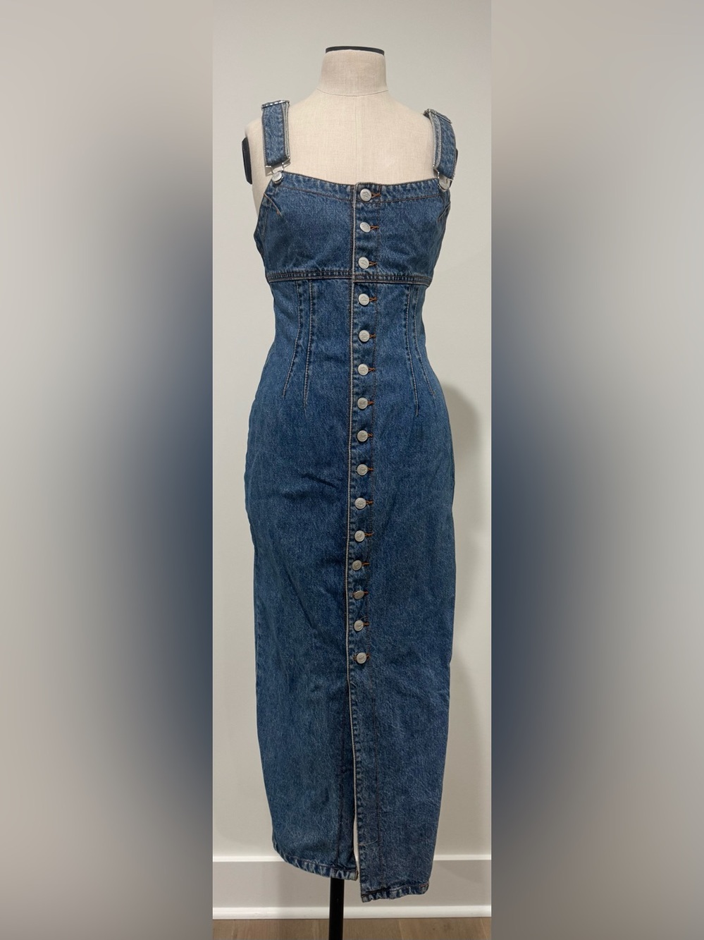BONGO Blue Button-Front Denim Pencil Skirt